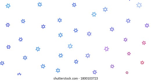 Light blue, red vector backdrop with virus symbols. Abstract illustration with biological gradient shapes. Design for biohazard warning.