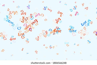 Light Blue, Red vector backdrop with sweet hearts. Illustration with shapes of gradient hearts on blur backdrop. Template for Valentine's greeting postcards.