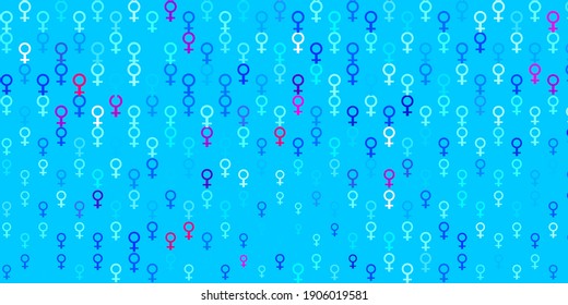 Light Blue, Red vector backdrop with women power symbols. Abstract illustration with a depiction of women power. Best design to show the power of women.