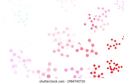 Light Blue, Red vector backdrop with artificial intelligence data. Colored AI structure with gradient lines and dots. Pattern for science, futuristic designs.