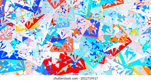 Azul claro, fondo vectorial rojo con triángulos, líneas. Diseño sencillo de estilo abstracto con triángulos, líneas. Diseño para sus fondos de escritorio.