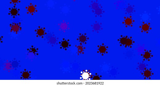 Light blue, red vector backdrop with virus symbols. Colorful abstract illustration with gradient medical shapes. Design for biohazard warning.