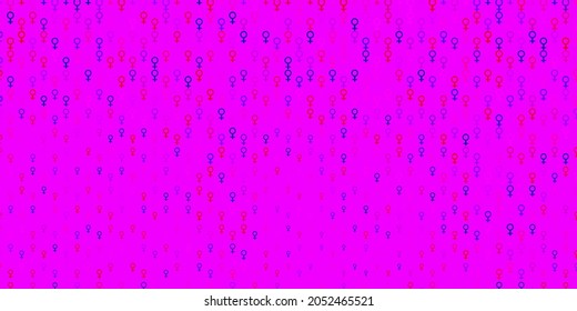 Light Blue, Red vector backdrop with women power symbols. Abstract illustration with a depiction of women power. Simple design for your web site.