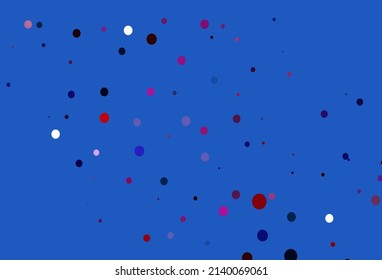 Light Blue, Red vector backdrop with dots. Illustration with set of shining colorful abstract circles. Pattern of water, rain drops.