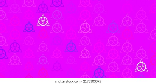 Light Blue, Red vector backdrop with mystery symbols. Illustration with magical signs of spiritual power. Best design halloween events.