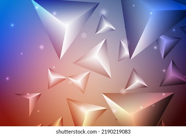 Azul claro, fondo vectorial rojo con líneas, triángulos. Ilustración con un conjunto de triángulos coloridos. Diseño sencillo para su sitio web.