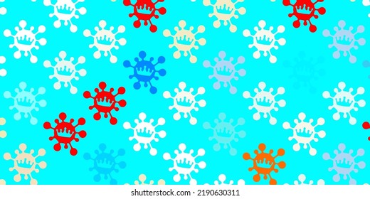 Light blue, red vector backdrop with virus symbols. Simple design in abstract style with infection forms. Wallpaper for health protection.