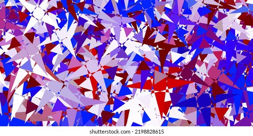 Azul claro, fondo vectorial rojo con triángulos, líneas. Magnífica ilustración abstracta con formas triangulares, formas. Patrón de fondo de pantalla.