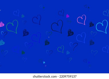 Light Blue, Red vector backdrop with sweet hearts. Beautiful celebration style hearts on abstract illustration. Pattern for valentine's ad, booklets.