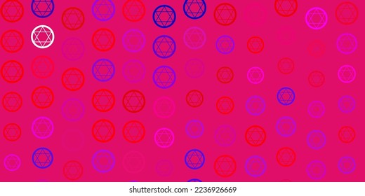 Light Blue, Red vector backdrop with mystery symbols. Abstract illustration with gothic gradient shapes. Simple design for occult depiction.