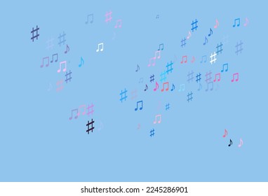 Light Blue, Red vector backdrop with music notes. Shining illustration of colorful gradient music notes. Pattern for websites of musitians.
