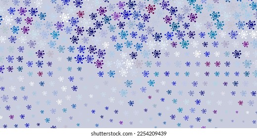 Light Blue, Red vector backdrop with virus symbols. Colorful  gradient illness symbols in simple abstract style. Wallpaper for health protection.