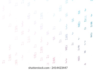 Light Blue, Red vector backdrop with music notes. Decorative design in abstract style with music shapes. Pattern for websites of musitians.