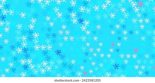 Light Blue, Red vector backdrop with virus symbols. Colorful abstract illustration with gradient medical shapes. Design for biohazard warning.