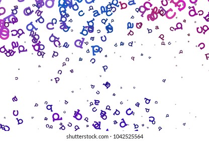 Light Blue, Red vector background with signs of alphabet. Shining illustration with ABC symbols on abstract template. Best design for your ad, poster, banner of college.