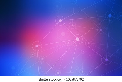 Light Blue, Red vector background with dots and lines. Decorative design in abstract style with triangle structure. Pattern can be used for futuristic ad, booklets.