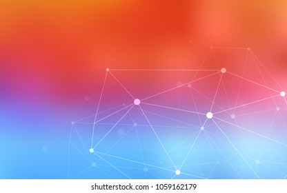Light Blue, Red vector background with dots and lines. Colorful illustration with circles and lines in futuristic style. New design for ad, poster, banner of your website.