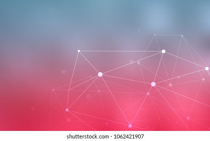 Light Blue, Red vector background with bubbles, lines. Design with connection of dots and lines on colorful background. New design for ad, poster, banner of your website.