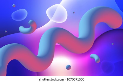 Light Blue, Red vector background with bent lines. Blurred geometric sample with gradient bubbles.  The elegant pattern for brand book.