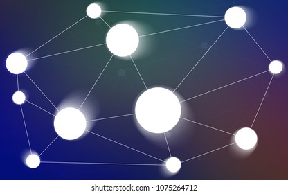 Light Blue, Red vector background with bubbles, lines. Design with connection of dots and lines on colorful background. Completely new template for your brand book.
