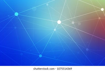 Light Blue, Red vector background with dots and lines. Abstract illustration with colorful discs and triangles. Pattern can be used for futuristic ad, booklets.