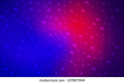 Light Blue, Red vector background with dots. Glitter abstract illustration with blurred drops of rain. Completely new template for your brand book.
