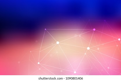 Light Blue, Red vector background with dots and lines. Decorative design in abstract style with triangle structure. Pattern can be used for beautiful websites.