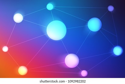 Light Blue, Red vector background with bubbles, lines. Colorful illustration with circles and lines in futuristic style. Pattern can be used for ads, leaflets.