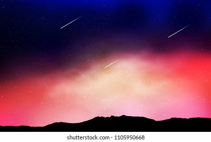 Light Blue, Red vector background with galaxy stars. Blurred decorative design in simple style with galaxy stars. Best design for your ad, poster, banner.