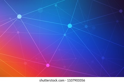 Light Blue, Red vector background with dots and lines. Abstract illustration with colorful discs and triangles. Pattern can be used for beautiful websites.