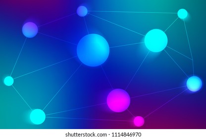 Light Blue, Red vector background with bubbles, lines. Decorative design in abstract style with triangle structure. Completely new template for your brand book.