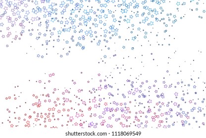 Light Blue, Red vector background with colored stars. Glitter abstract illustration with colored stars. Best design for your ad, poster, banner.