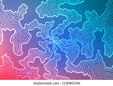 Light Blue, Red vector background with curved circles. Shining illustration, which consist of blurred lines, circles. A completely new template for your business design.