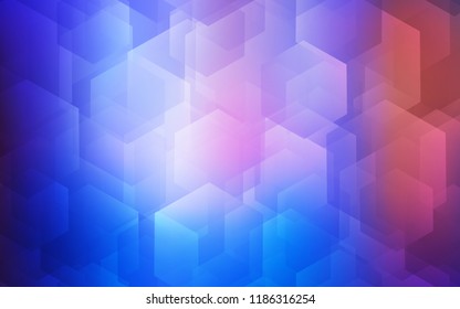 Light Blue, Red vector background with hexagons. Glitter abstract illustration in hexagonal style. Pattern for ads, leaflets.