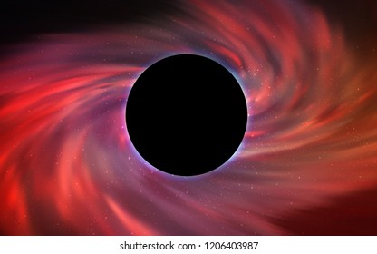 Light Blue, Red vector background with a black hole, sky. Gradient colorful illustration with a black hole, stars. Pattern for posters, banners of sales.