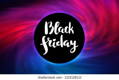 Light Blue, Red vector background with a black hole, sky. Decorative design in space style with a black hole. Backdrop for Black Friday promotions.