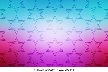 Light Blue, Red vector background with colored stars. Stars on blurred abstract background with gradient. Pattern for websites, landing pages.