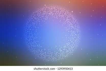 Light Blue, Red vector background with astronomical stars. Blurred decorative design in simple style with galaxy stars. Pattern for astronomy websites.