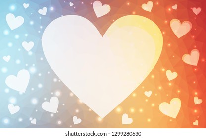 Light Blue, Red vector  background with Shining hearts. Hearts on blurred abstract background with colorful gradient. Pattern for marriage gifts, congratulations.