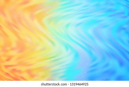 Light Blue, Red vector background with galaxy stars. Glitter abstract illustration with colorful cosmic stars. Pattern for astronomy websites.