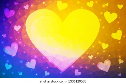 Light Blue, Red vector  background with hearts. Glitter abstract illustration with colorful hearts in romantic style. Design for your business advert of anniversary.