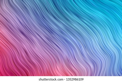Light Blue, Red vector background with bent lines. A sample with blurred bubble shapes. A new texture for your  ad, booklets, leaflets.