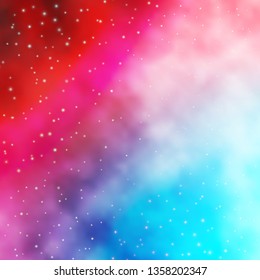 Light Blue, Red vector background with small and big stars. Decorative illustration with stars on abstract template. Pattern for wrapping gifts.