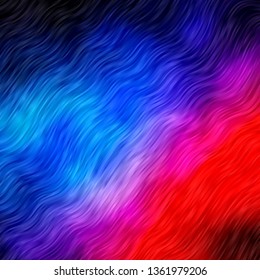 Light Blue, Red vector background with curved lines. Bright sample with colorful bent lines, shapes. Best design for your ad, poster, banner.