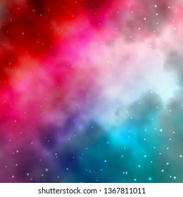 Light Blue, Red vector background with small and big stars. Shining colorful illustration with small and big stars. Pattern for new year ad, booklets.