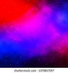 Light Blue, Red vector background with small and big stars. Shining colorful illustration with small and big stars. Best design for your ad, poster, banner.