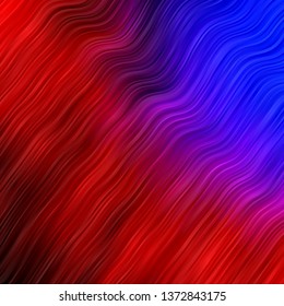 Light Blue, Red vector background with curved lines. Colorful illustration with curved lines. Best design for your posters, banners.