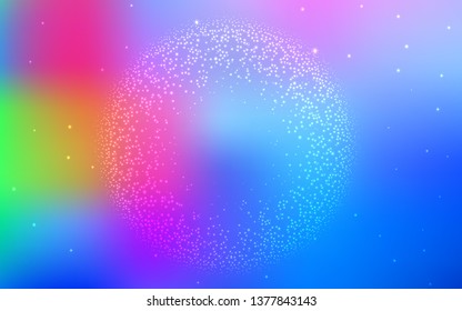 Light Blue, Red vector background with astronomical stars. Glitter abstract illustration with colorful cosmic stars. Smart design for your business advert.