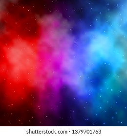 Light Blue, Red vector background with small and big stars. Shining colorful illustration with small and big stars. Pattern for new year ad, booklets.