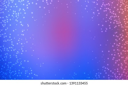 Light Blue, Red vector background with astronomical stars. Blurred decorative design in simple style with galaxy stars. Pattern for futuristic ad, booklets.